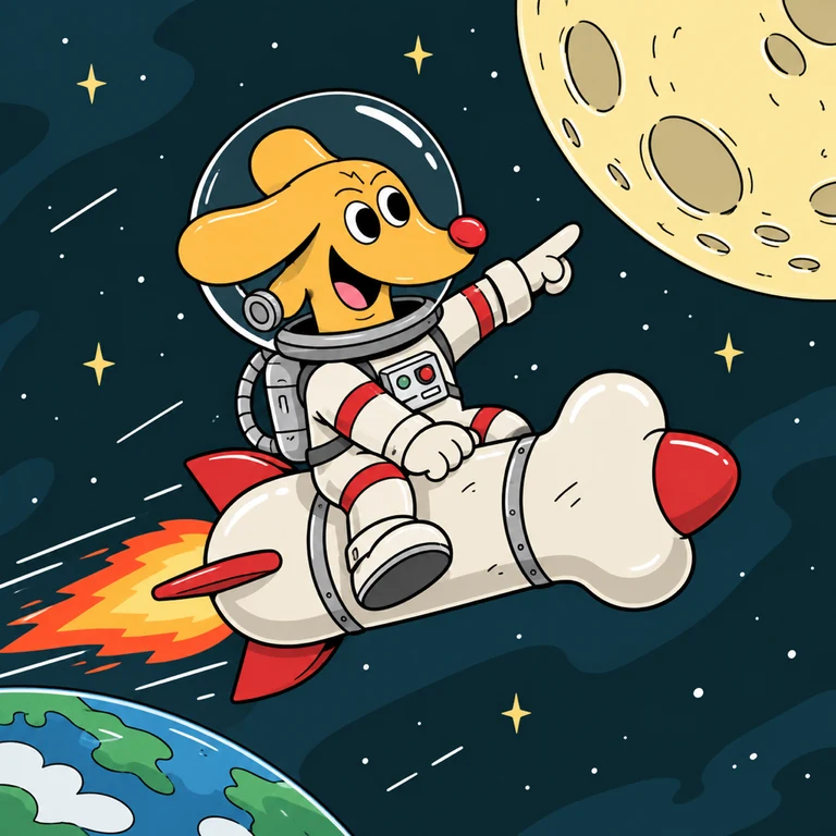 DOK riding a rocket toward the moon